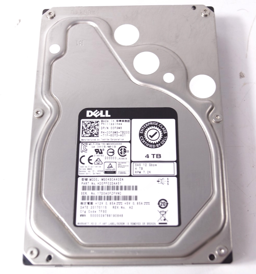 Dell 00F9W8 3.5" 4TB 7200 RPM 12Gbps Enterprise SAS Hard Drive