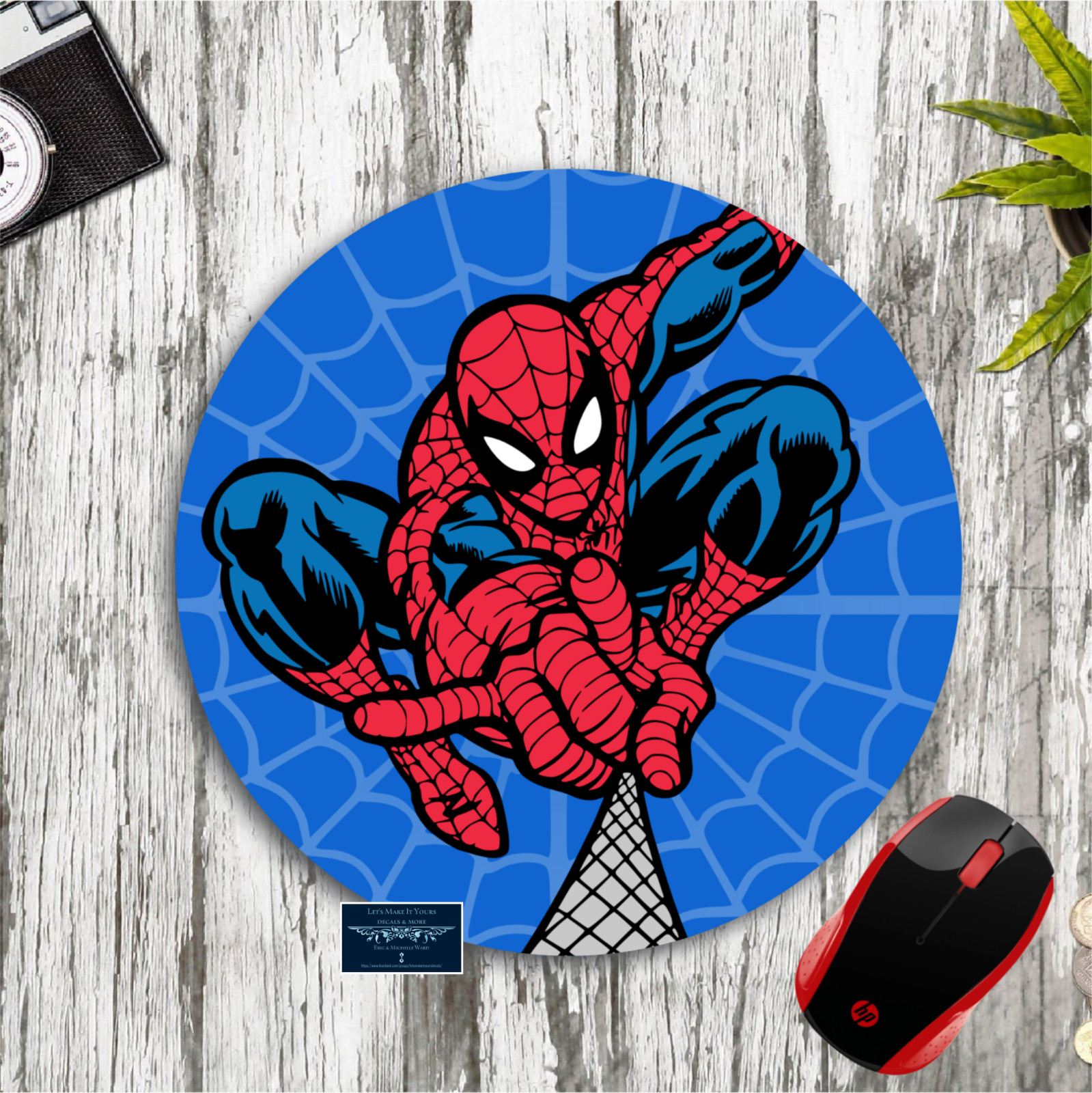 SPIDERMAN SHOOTING WEB ROUND NEOPRENE PC MOUSE PAD MAT HOME SCHOOL OFFICE GIFT