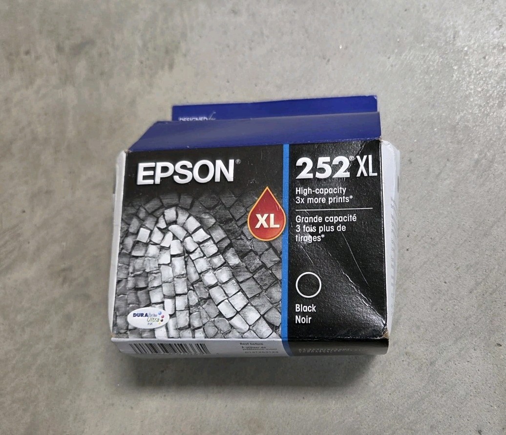 Genuine Epson 252XL High Capacity Black Ink Cartridge 252XL120-S Sealed 02/29