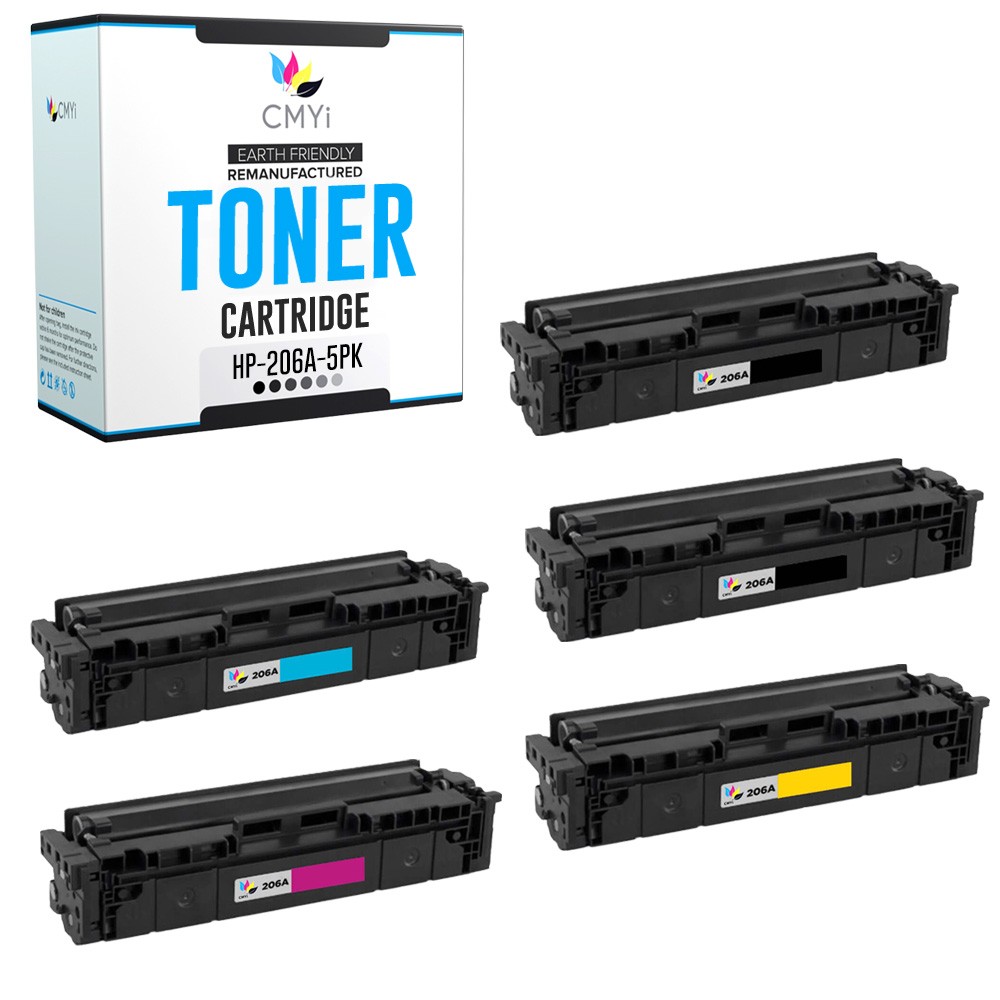 CMYi 5-Pack Replacement 206A Printer Cartridges for HP Color LaserJet Pro M255nw