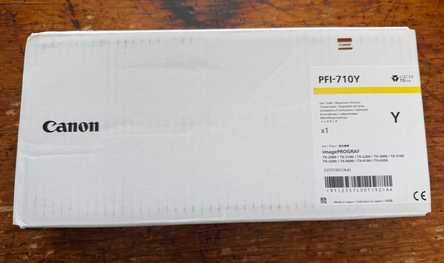Canon 710Y Yellow Standard Yield Ink Cartridge (PFI-710Y) - 2028 NEW