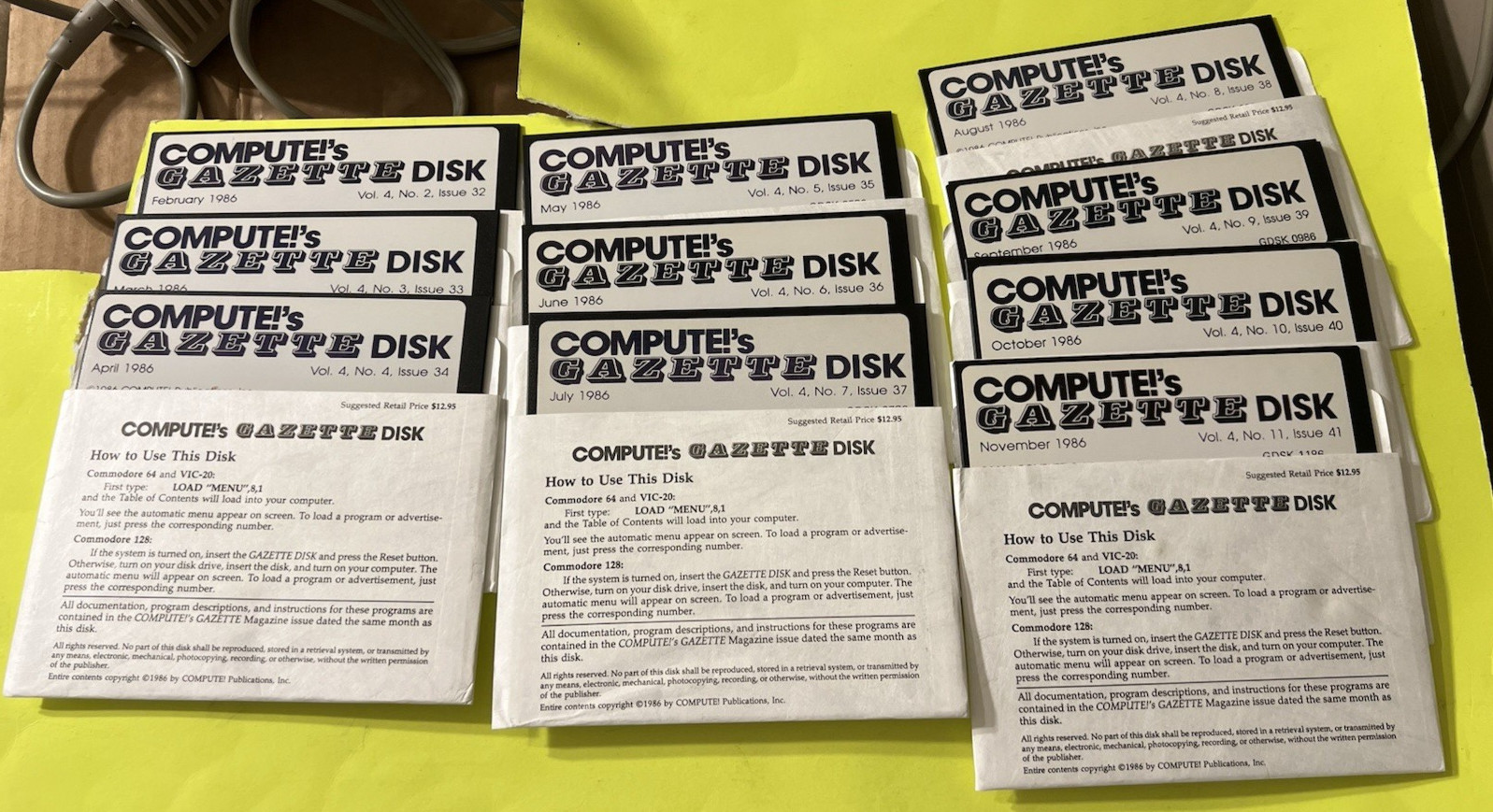 Compute's Gazette 5.25 10 Disk lot Commodore 64 128 C64 1986 - All Tested Works