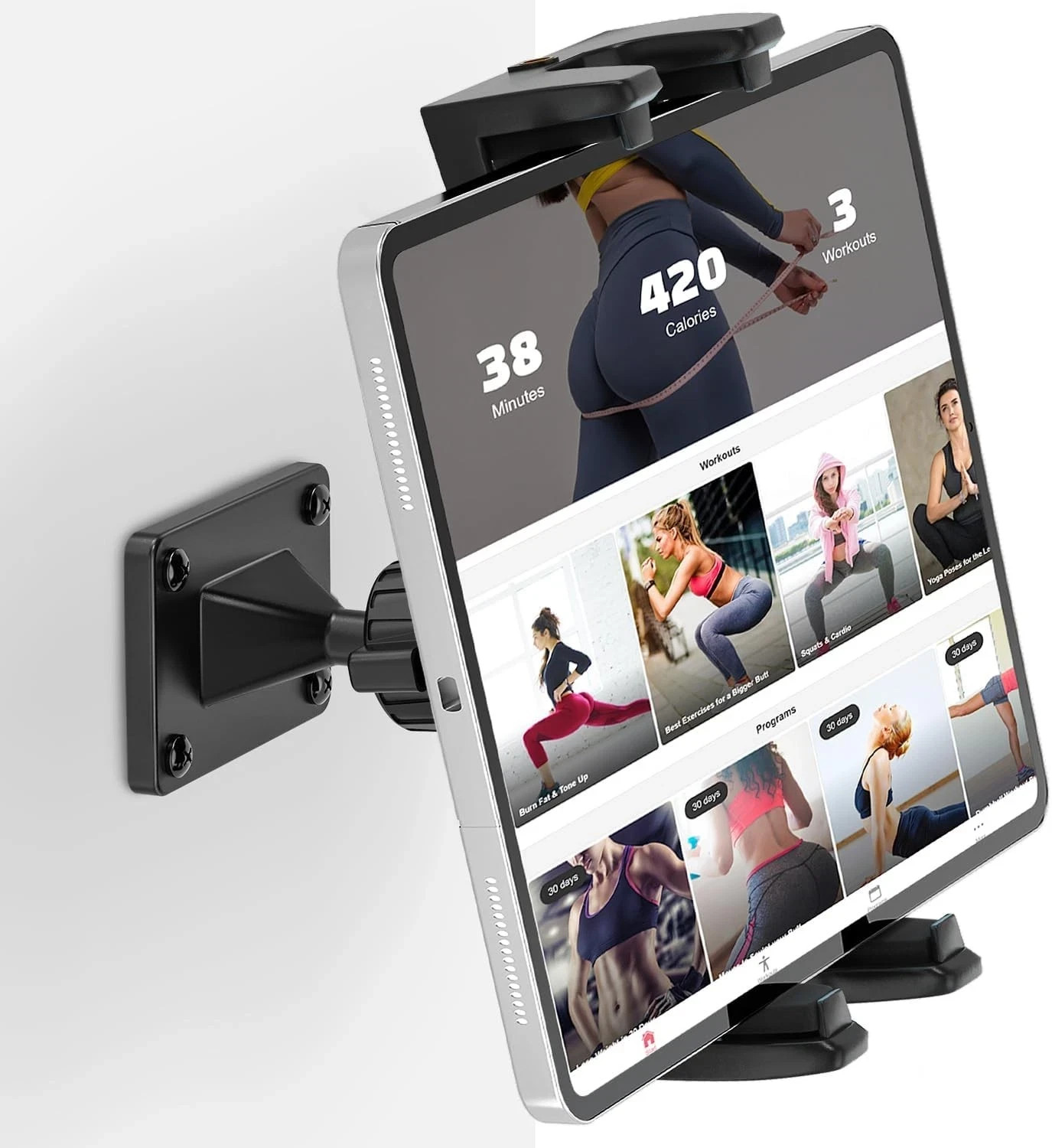 Tablet Wall Mount, 360° Rotation Holder Stand, Sturdy Metal Black