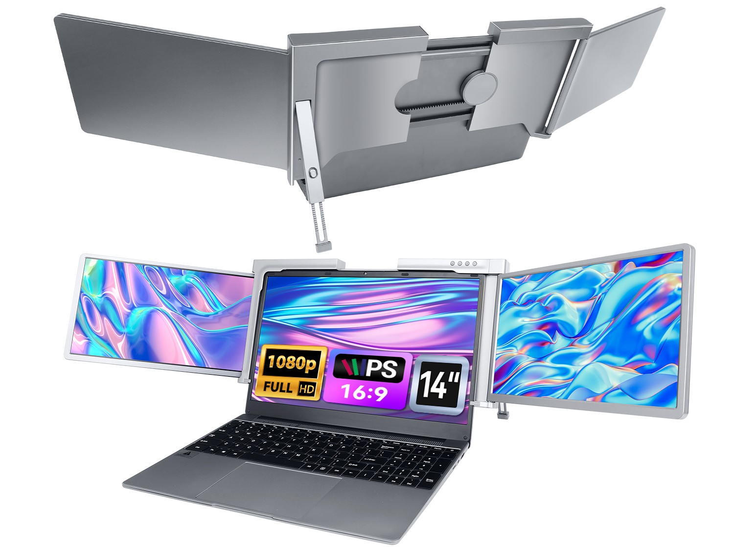 NEW 14 inch 1080P IPS Laptop Screen Extender 280° Rotatable Portable Monitor