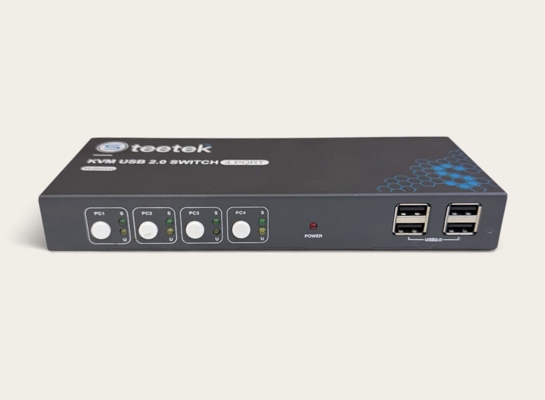 Steetek 4-Port USB 2.0 KVM Switch Selector for 4 PCs Keyboard & Mouse