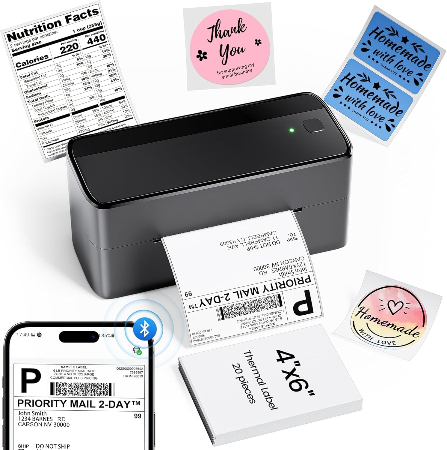 Phomemo Bluetooth Thermal Shipping Label Printer 4X6 For Business USPS FedEx LOT