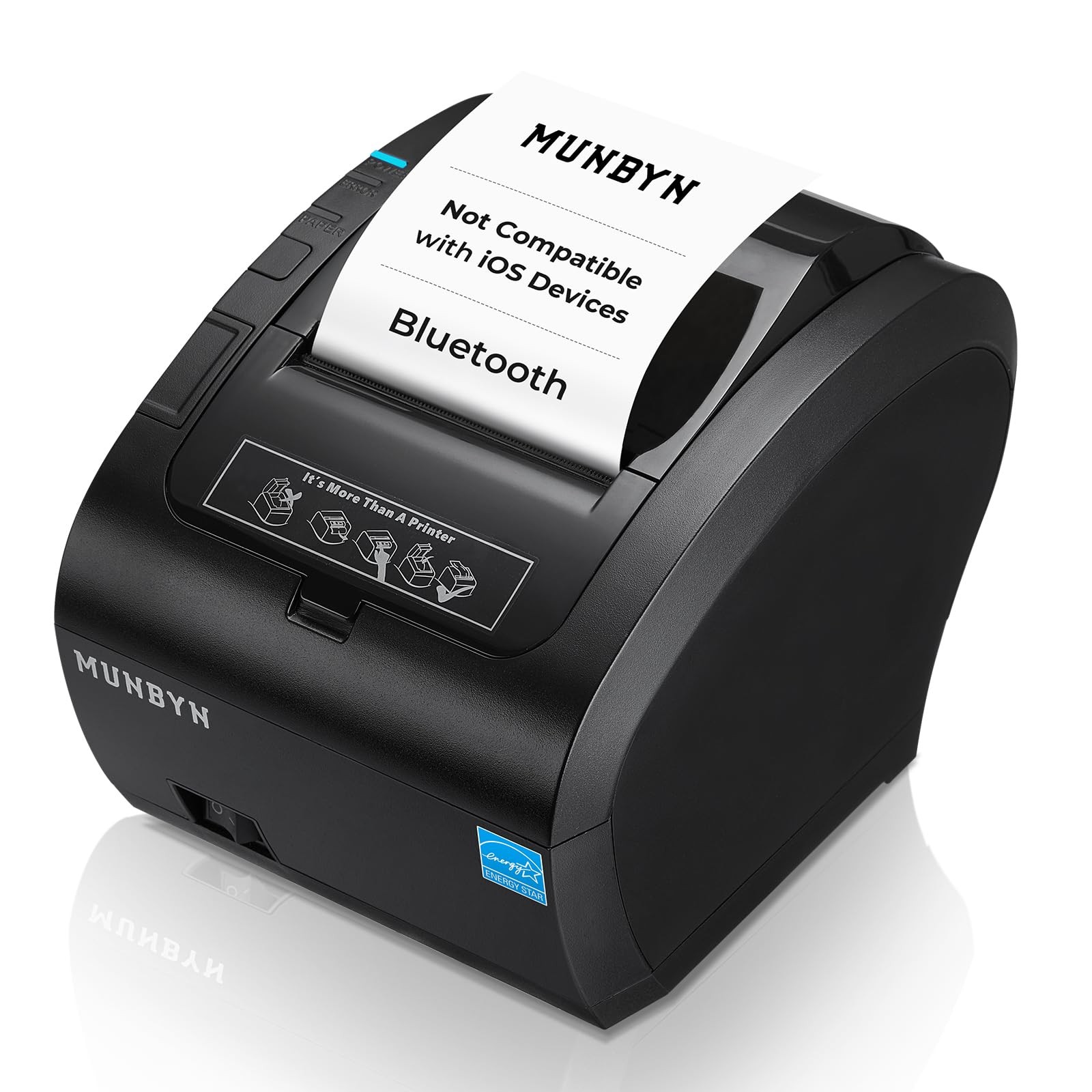 MUNBYN Bluetooth Thermal Receipt Printer 80mm Black USB Serial Ethernet