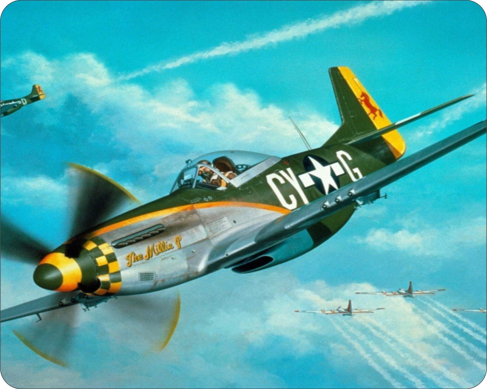 WWII Airplanes In Combat Battle Mouse Pad  7 x 9 Mousepad art