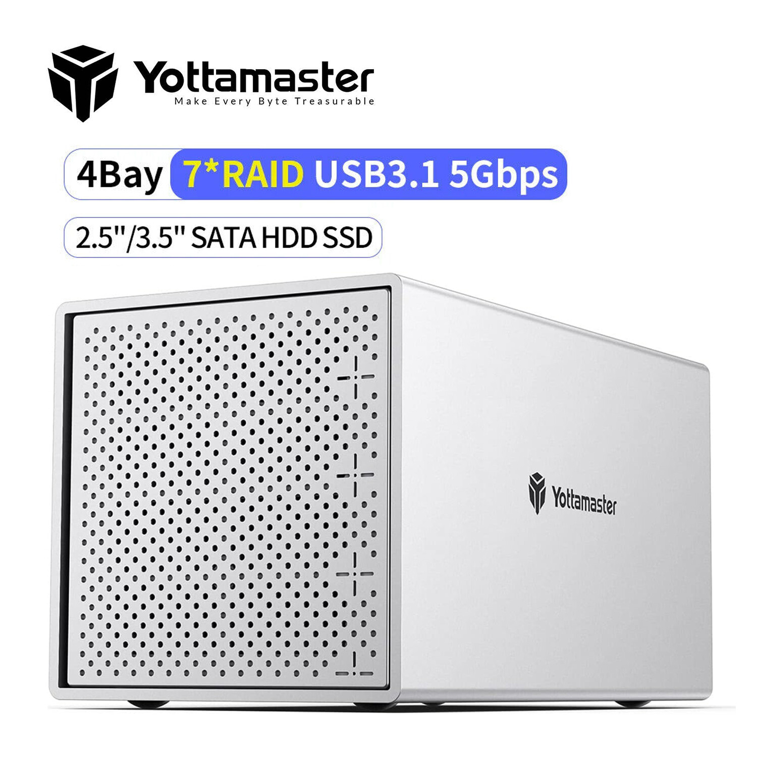 4 Bay RAID Type C Hard Drive Enclosure External For 2.5“ 3.5" SATA SSD HDD 88TB