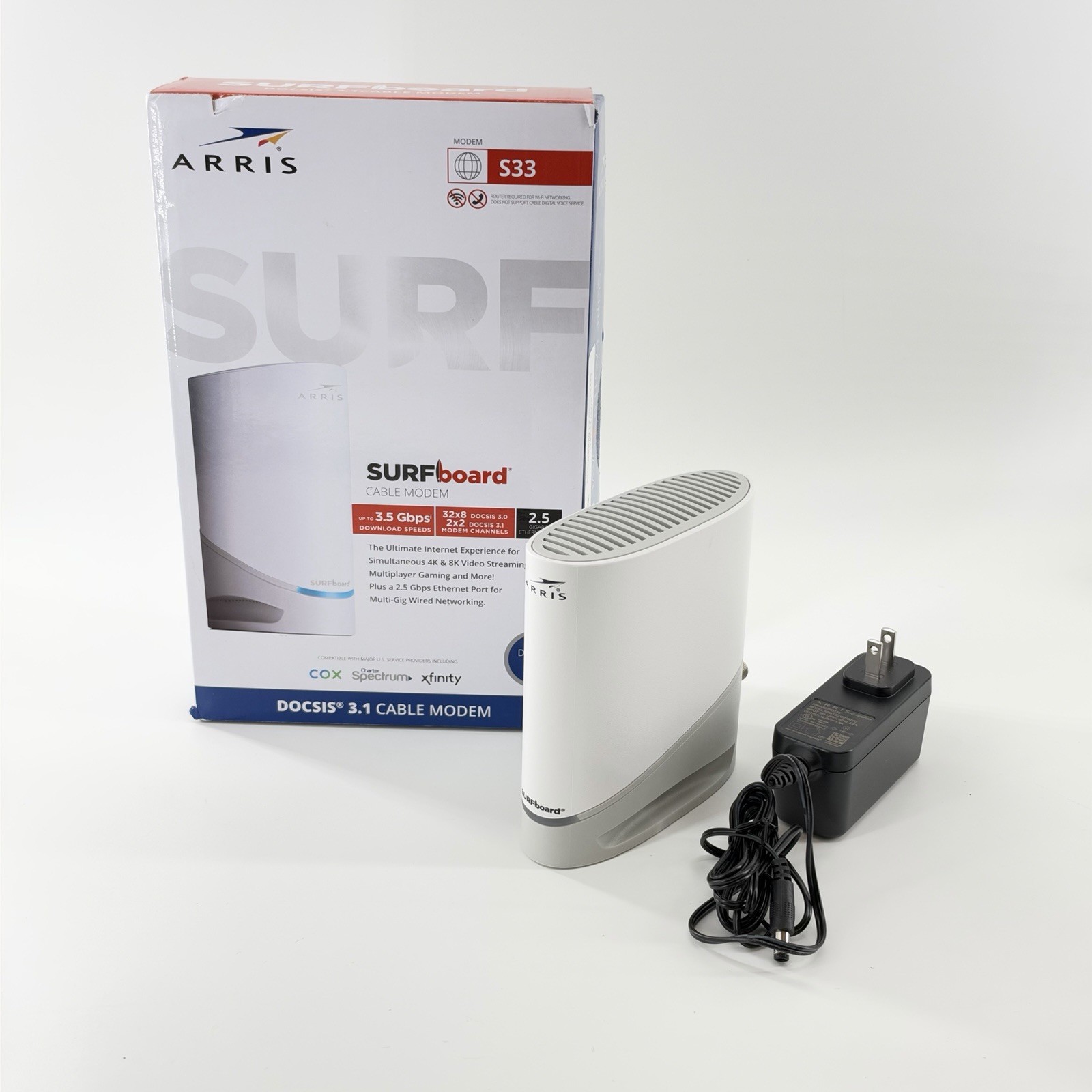 Arris Surfboard S33 V2 Docsis 3.1 Cable Modem w/2.5 Gbps Ethernet - OPEN BOX NEW