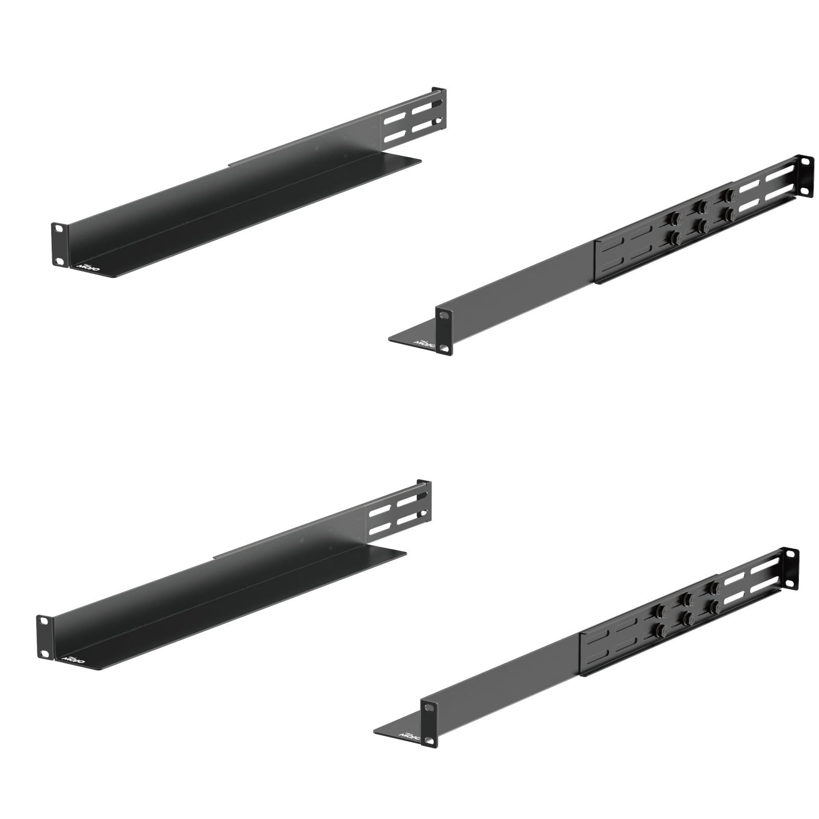 2 Pack 1U Universal Rack Mount Rails,4Post Server Rack Shelf Rail with 20.9"3...