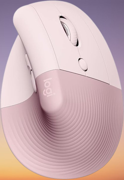 Logitech Lift Vertical Ergonomic Mouse, Wireless, Bluetooth, Rose