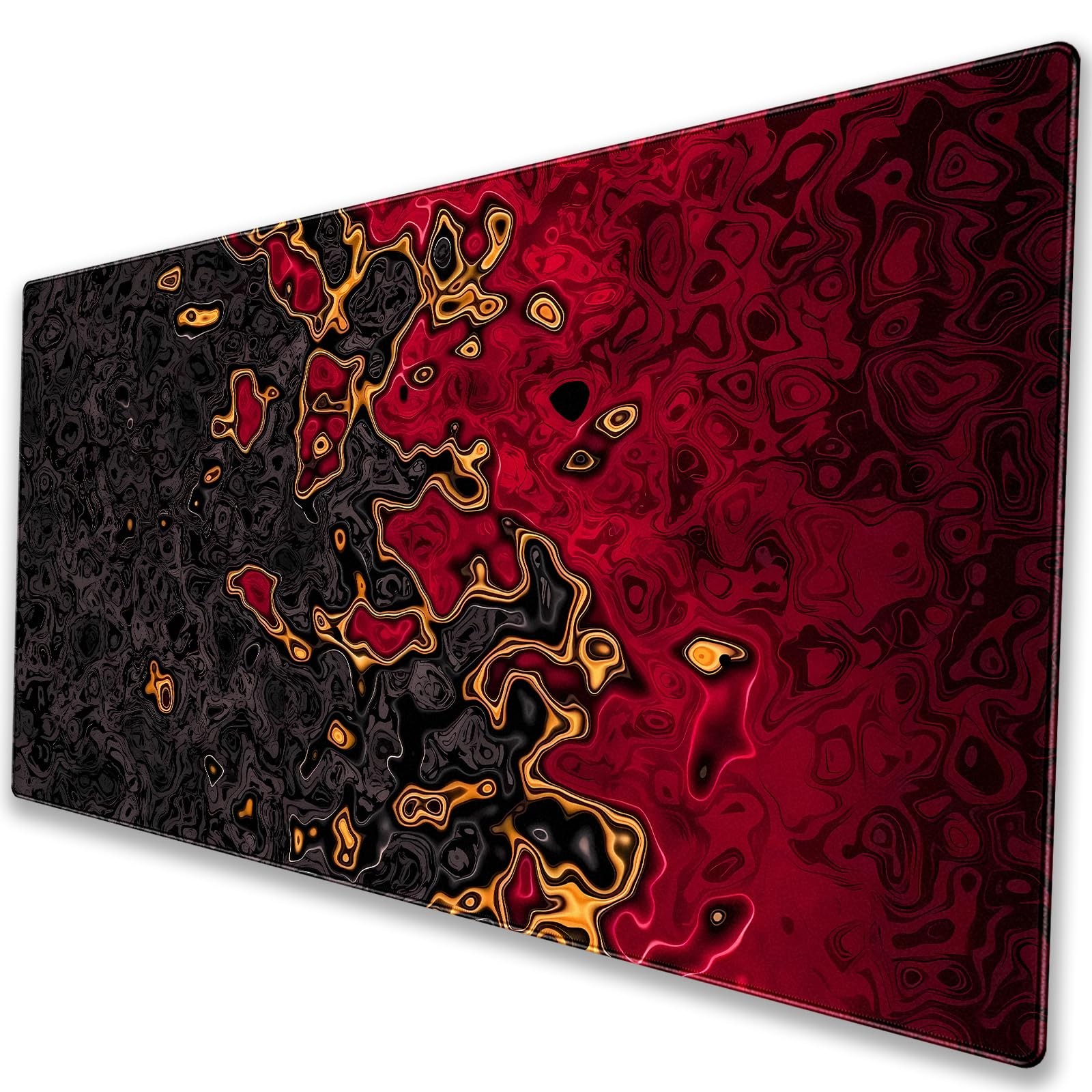 Red Black Large Gaming Mouse Pad Abstract Fluid Art Extended Desk Mat XXL PC
