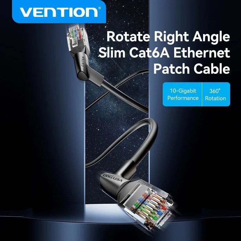 10Gbps Cat 6A Ethernet Cable 90 / 360  Rotation Network  Lan Cord PC PS4 Router