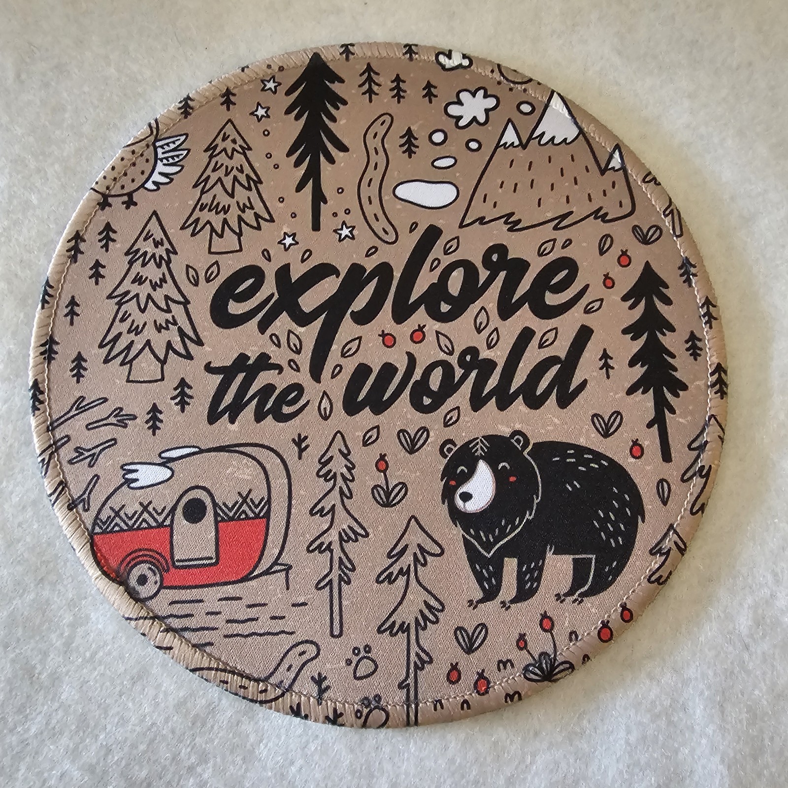 Round Mouse Pad Explore The World Office Desk Accessories. Inspiring, Whimsical.