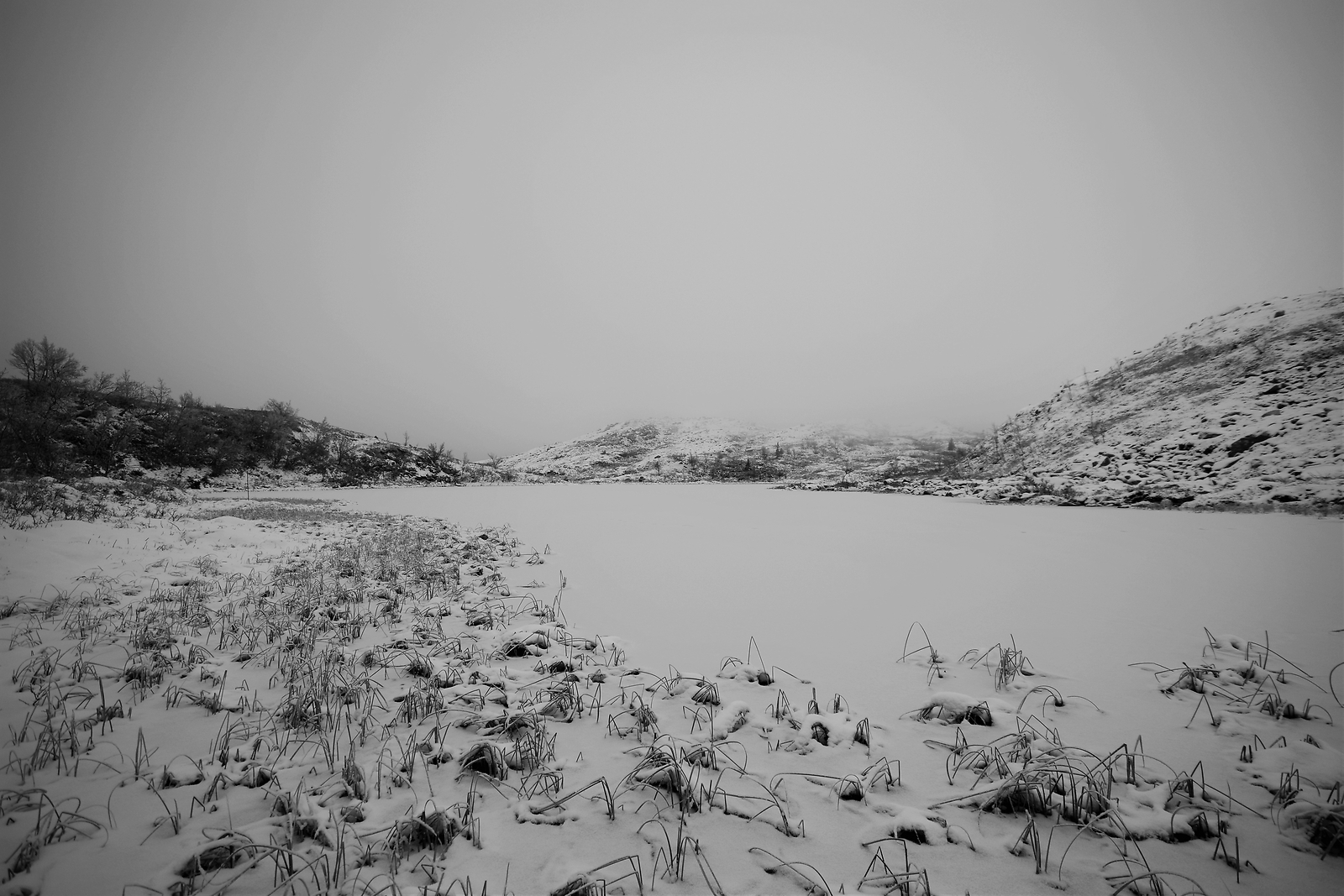 Landscape winter snow norway mountains mist Custom Gaming Mat Desk