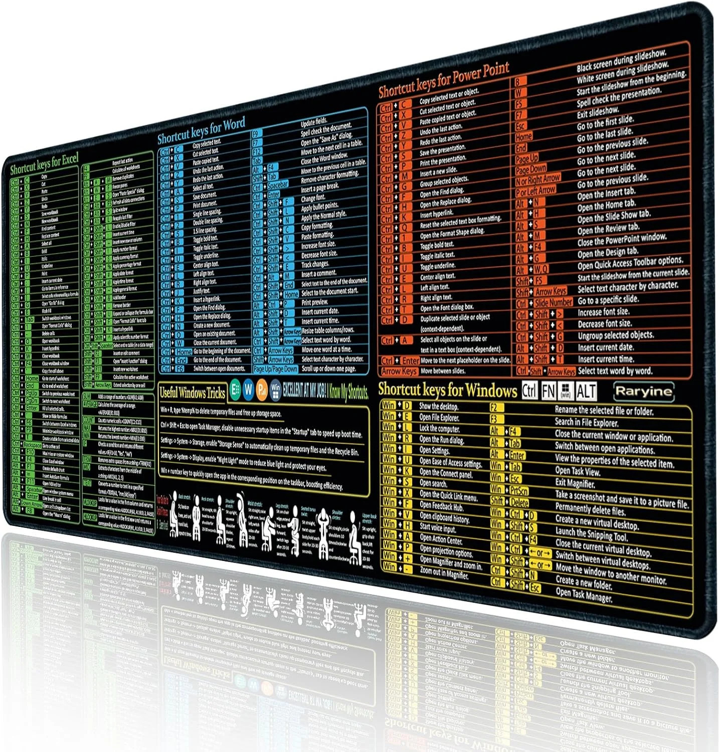 Excel/Word/Power Point/Windows Mouse pad,Non-Slip&Waterproof Large Gaming Office