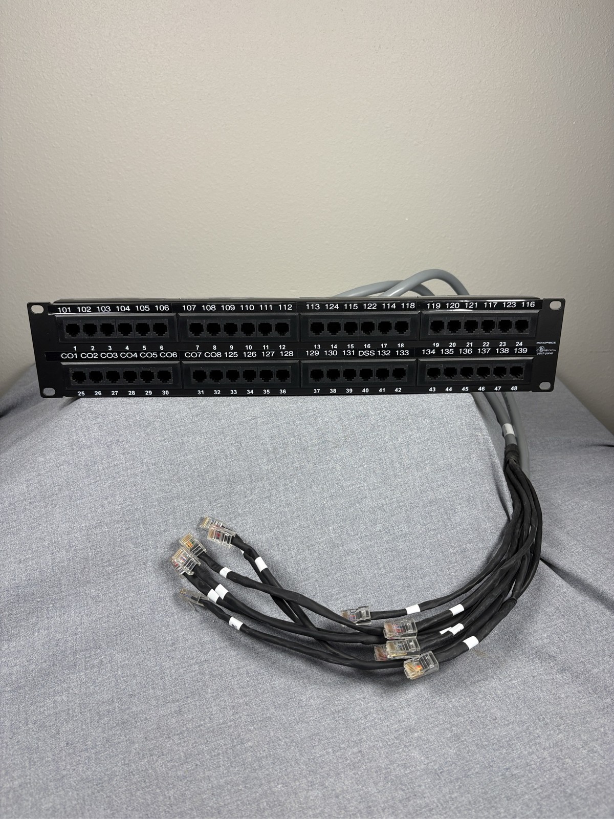 Monoprice 48-Port Cat6 Patch Panel 2U 19-Inch Rack Mount RJ45 Ethernet Network