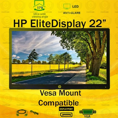 HP EliteDisplay E222 22" FHD 1920x1080 IPS LED LCD Monitor Vesa Mount HDMI DP 