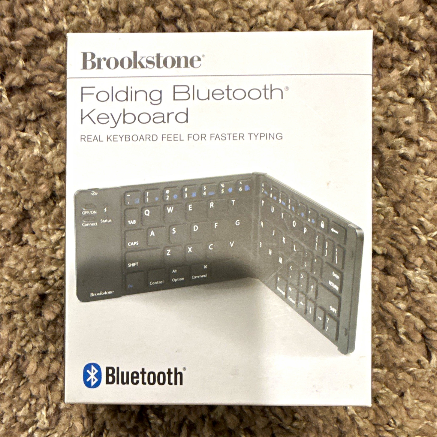 Brookstone Folding Bluetooth Wireless Keyboard Slim Portable QWERTY Black 682369