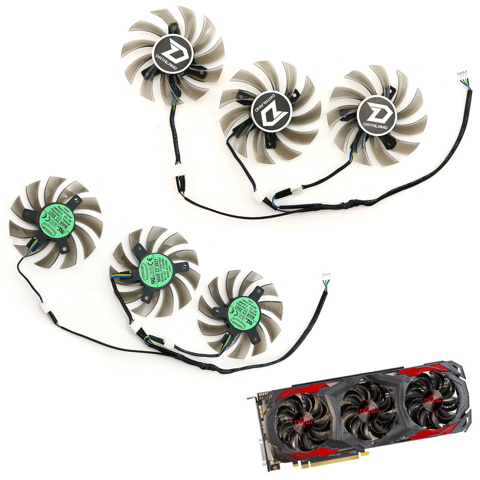 Set of 3 Fan Cooler Fan For DATALAND RX480 8GB Red Devil GA81B2U Graphics Card