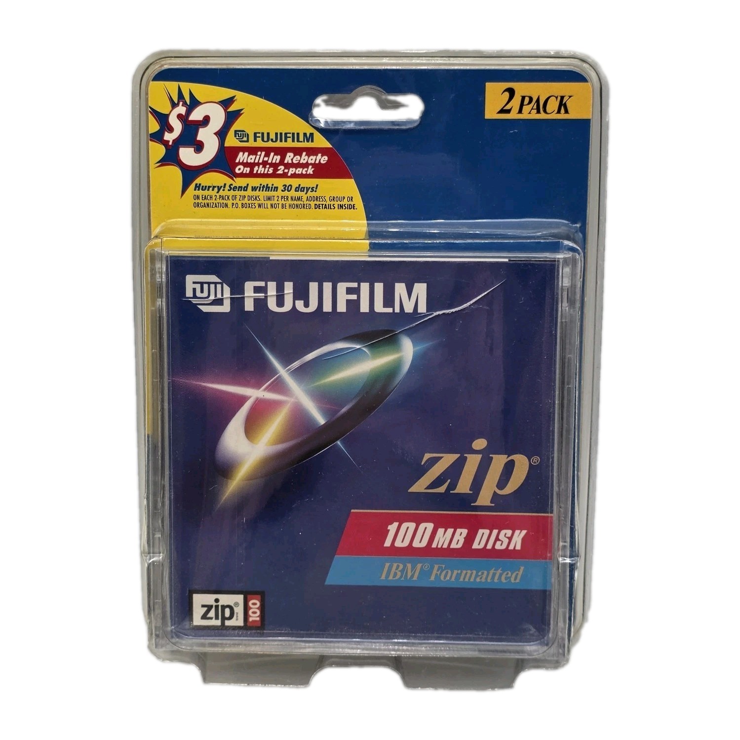 2 Pack FujiFilm Zip 100 MB IMB Formated Disk Sealed
