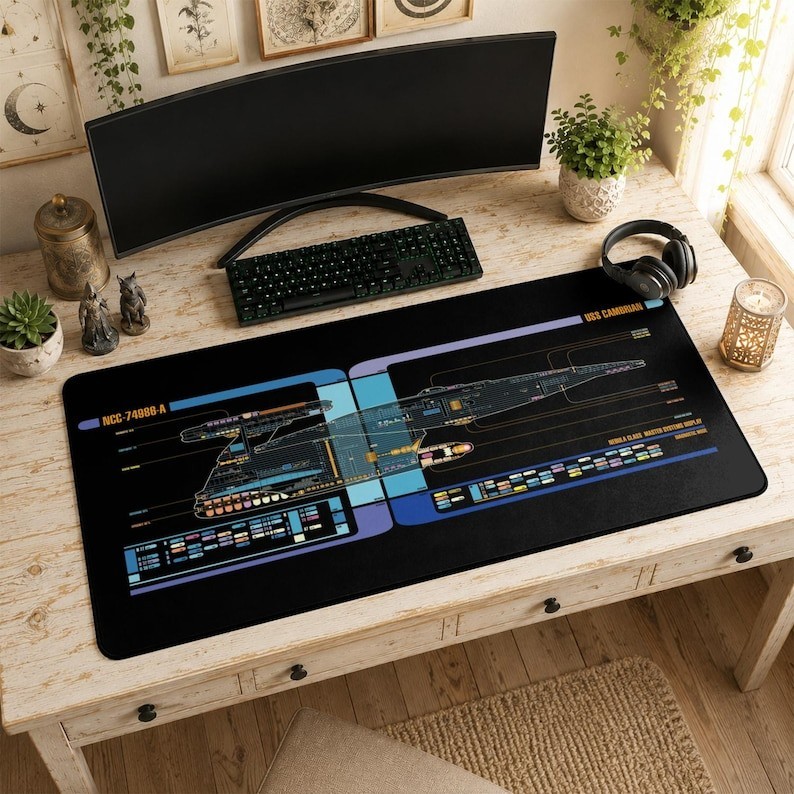 Star Trek Mouse Pad | Desk Mat, LCARS Nebula Class Gaming Desk Mat Mouse Pad