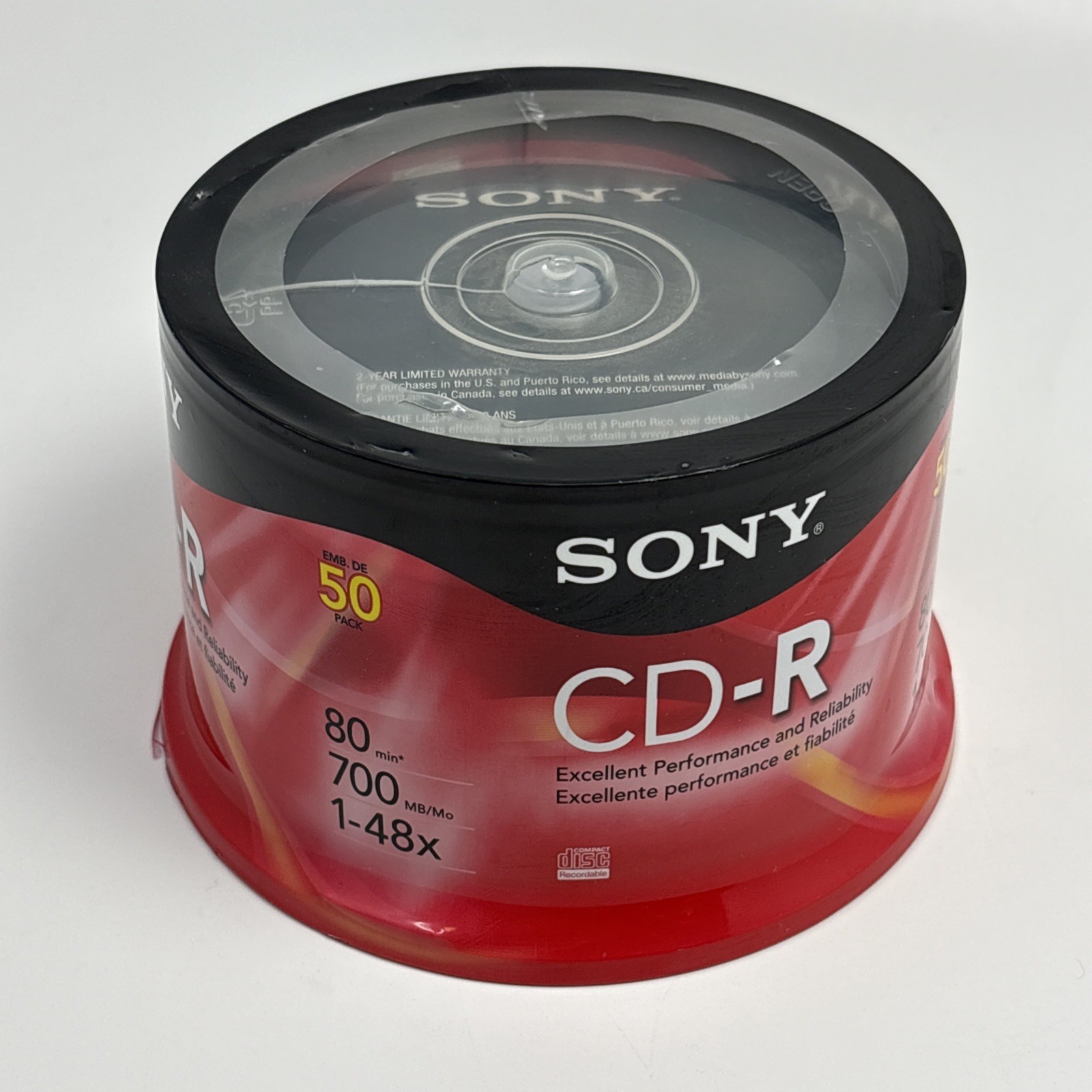 NOS SONY 50 Pack CD-R 80 Minute Blank 700MB 1-48X Recordable Disc New Sealed