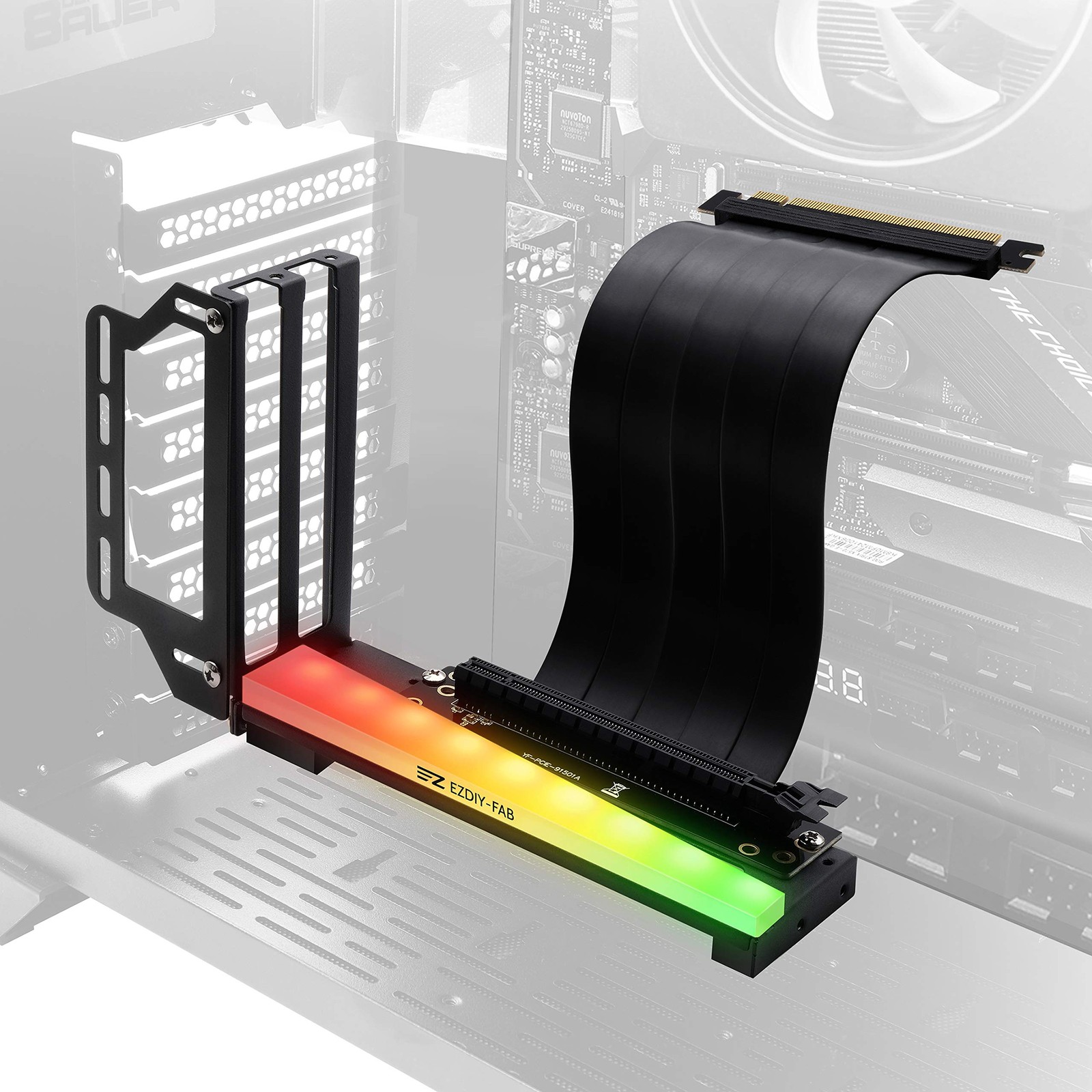 EZDIY-FAB Vertical Graphics Card Holder Bracket with ARGB 20cm/7.8in, Black