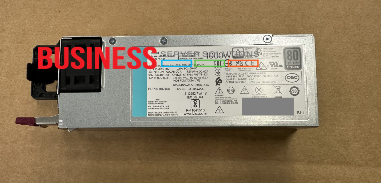 HPE 1000W Flex Slot Titanium Hot Plug Power Supply Kit P03178-B21