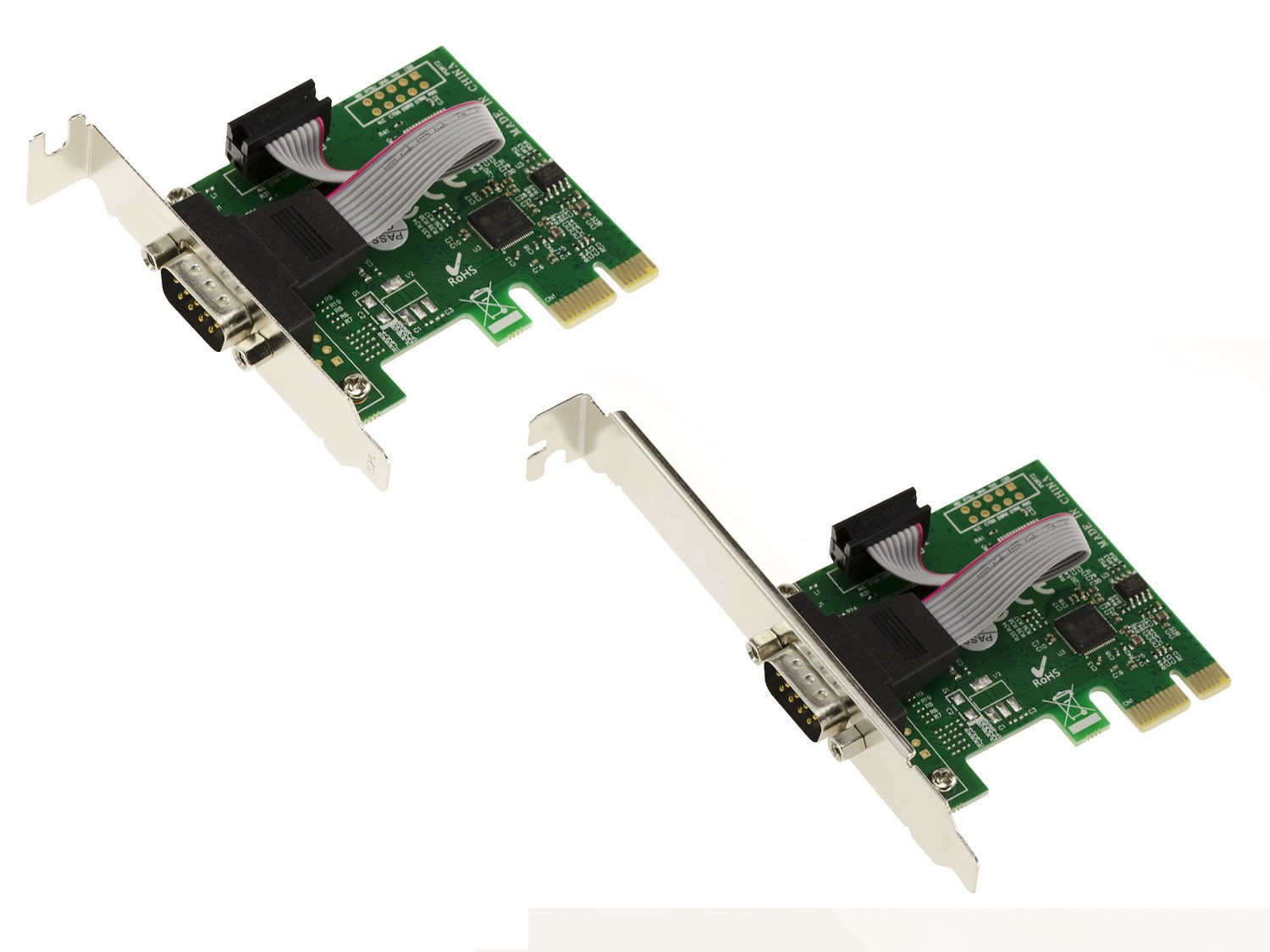PCIE Card RS232 COM DB9 1 Port - ASIX AX99100 - HIGH + LOW Profile