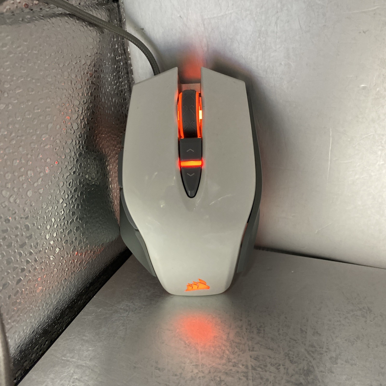Corsair M65 Pro RGB Gaming Mouse 12000 DPI Optical Backlit LED White Tested
