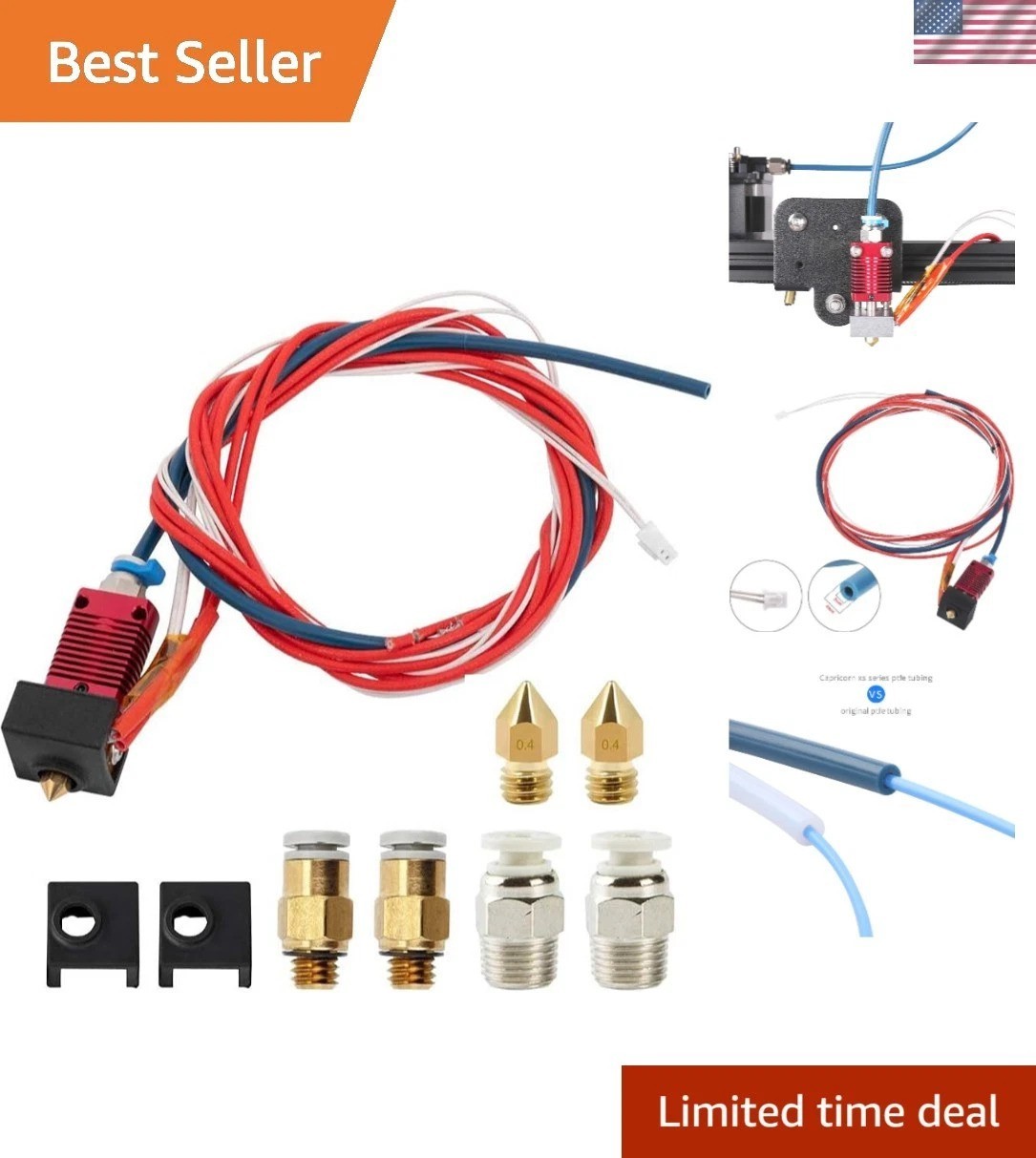 Comprehensive 3D Printing Kit for Creality Ender 3 with Capricorn Tube & Nozzles