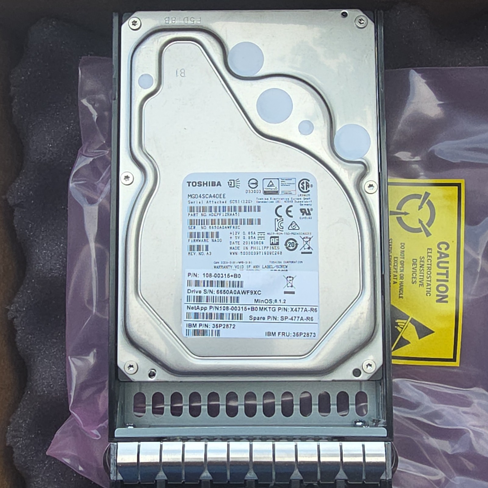 Netapp X477A-R6 4TB 7200RPM SAS 3.5in Hot Swap HDD 128MB 12Gb/s