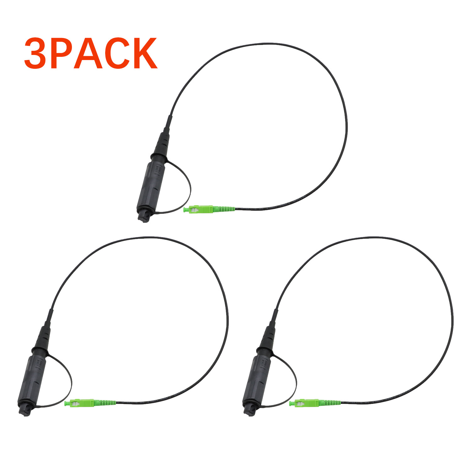 3PACK Optical Hardened Male Connector to SC/APC Test Jumper Singlemode 2 feet