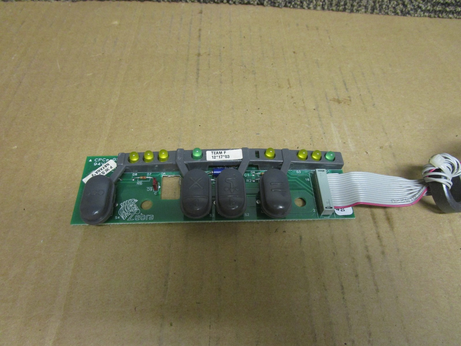 ZEBRA PRINTER PUSHBUTTON CONTROL BOARD 44506 REV 1