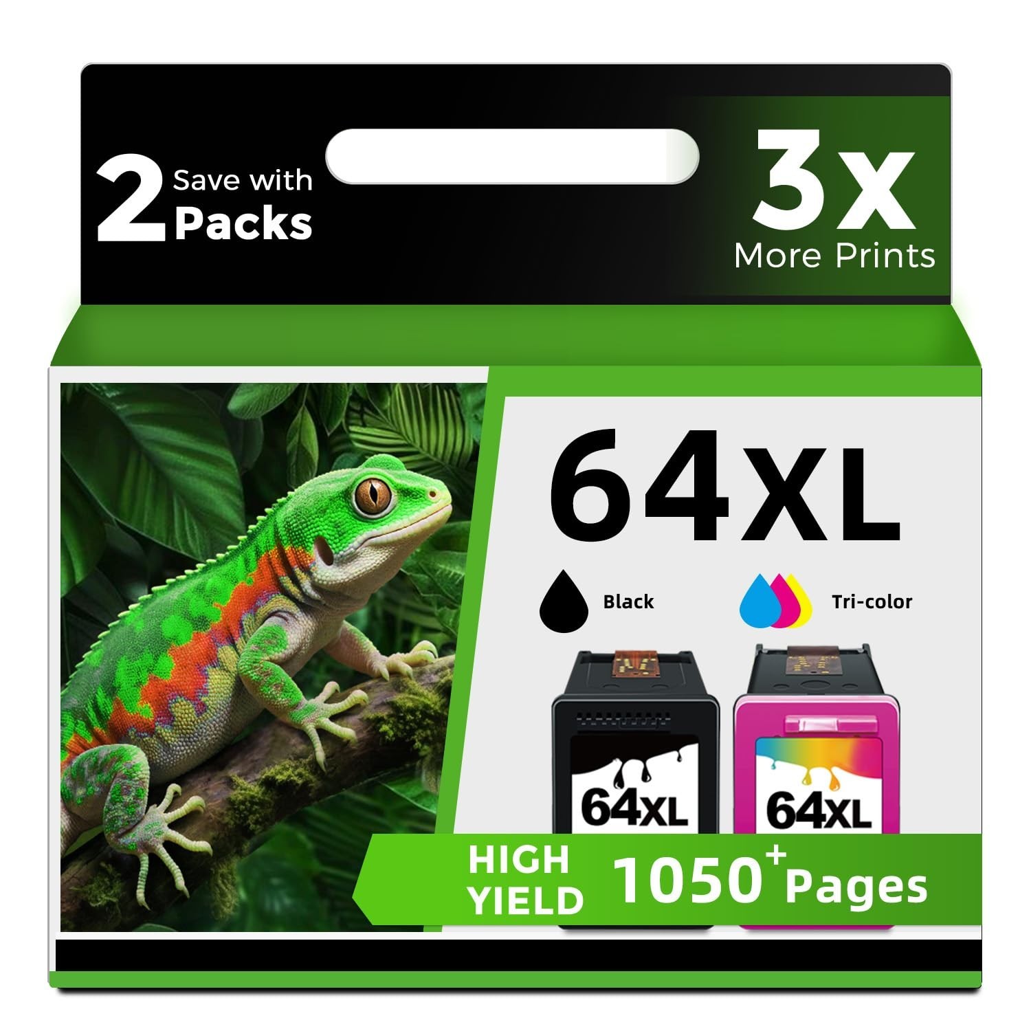 64XL Ink Cartridges Black/Color Combo Pack Replacement for HP Ink 64 64XL HP6...