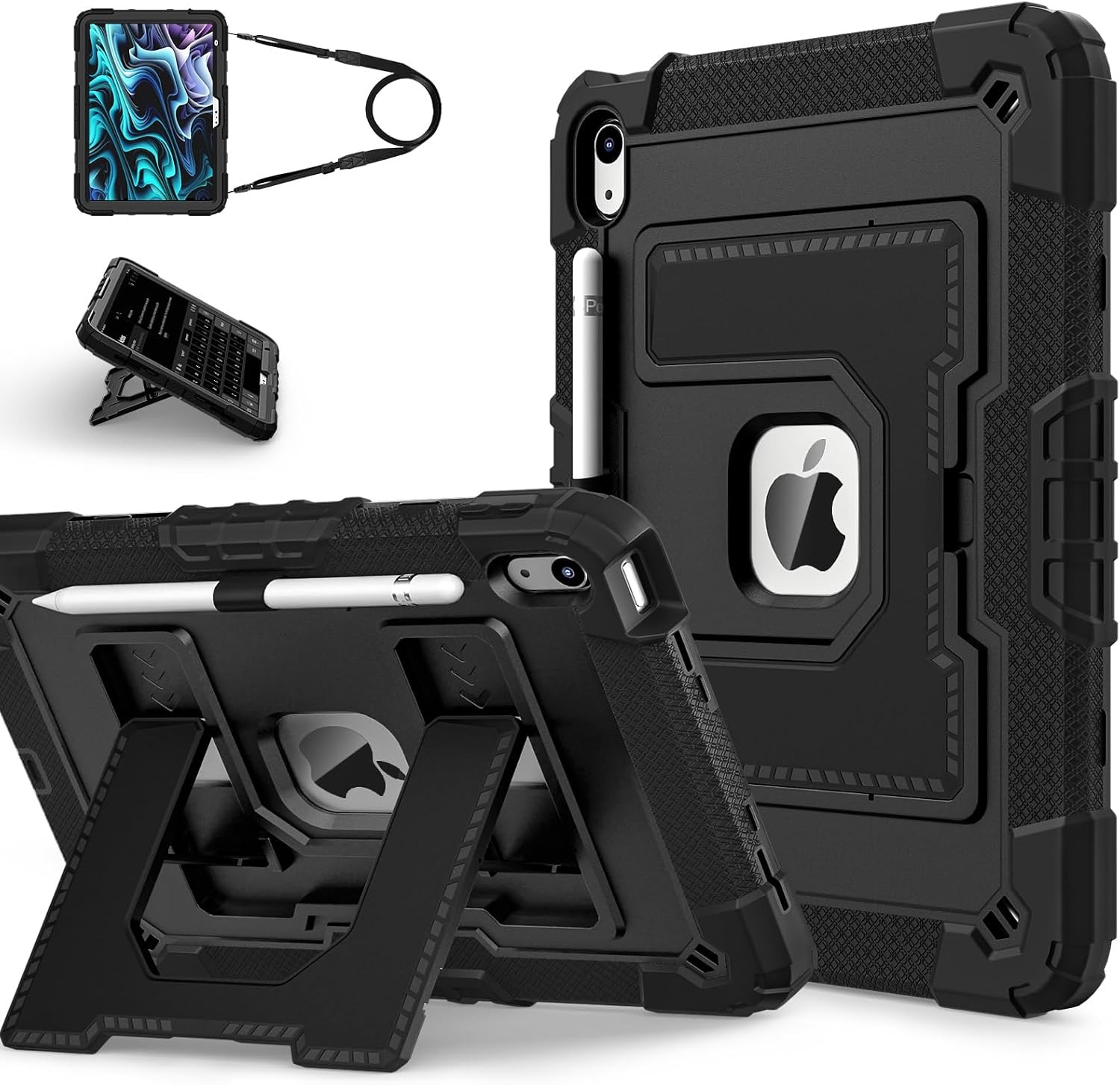 Case for iPad A16 11 Inch 2025, Heavy Duty Rugged Cover with Shoulder Strap