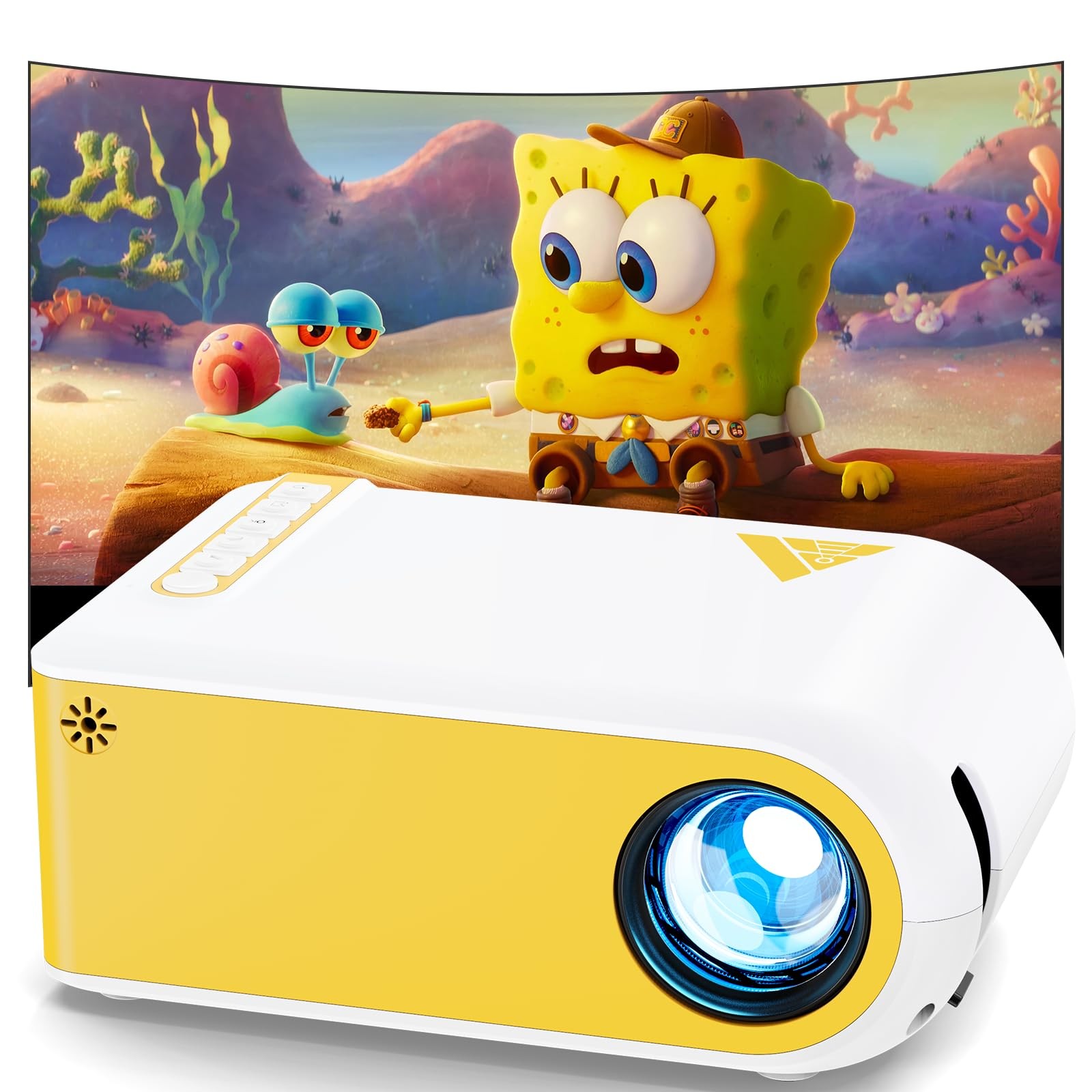 KSAN Mini Projector, Projector with WiFi and Bluetooth, 1080P Support yellow