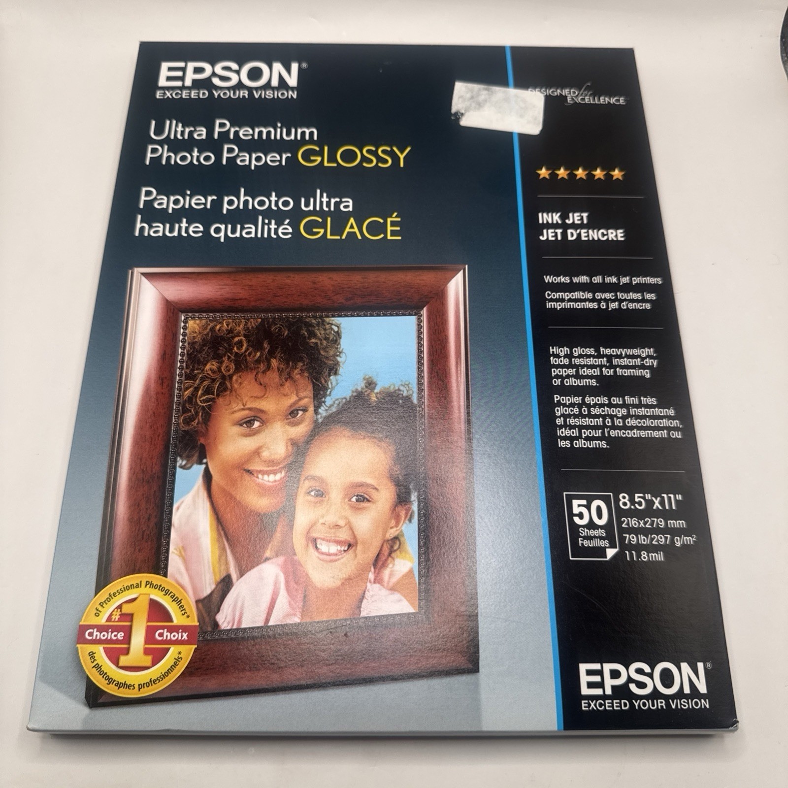 Epson Ultra Premium Photo Paper GLOSSY (8.5X11 Inches, 50 Sheets) S042175 White
