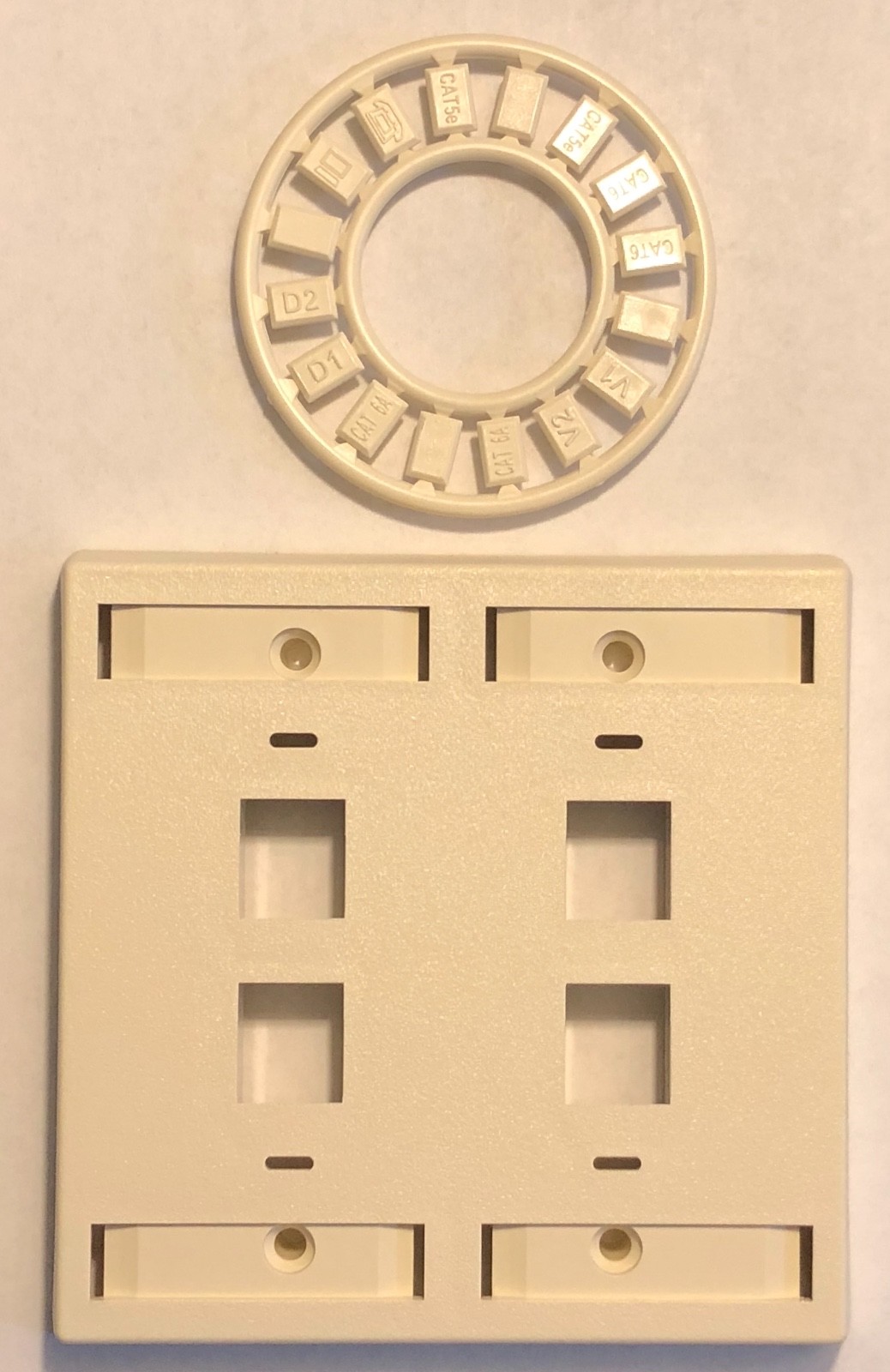 CommScope, AMP, Tyco Electronics 83935-1 Double Gang 4-Port Faceplate Almond