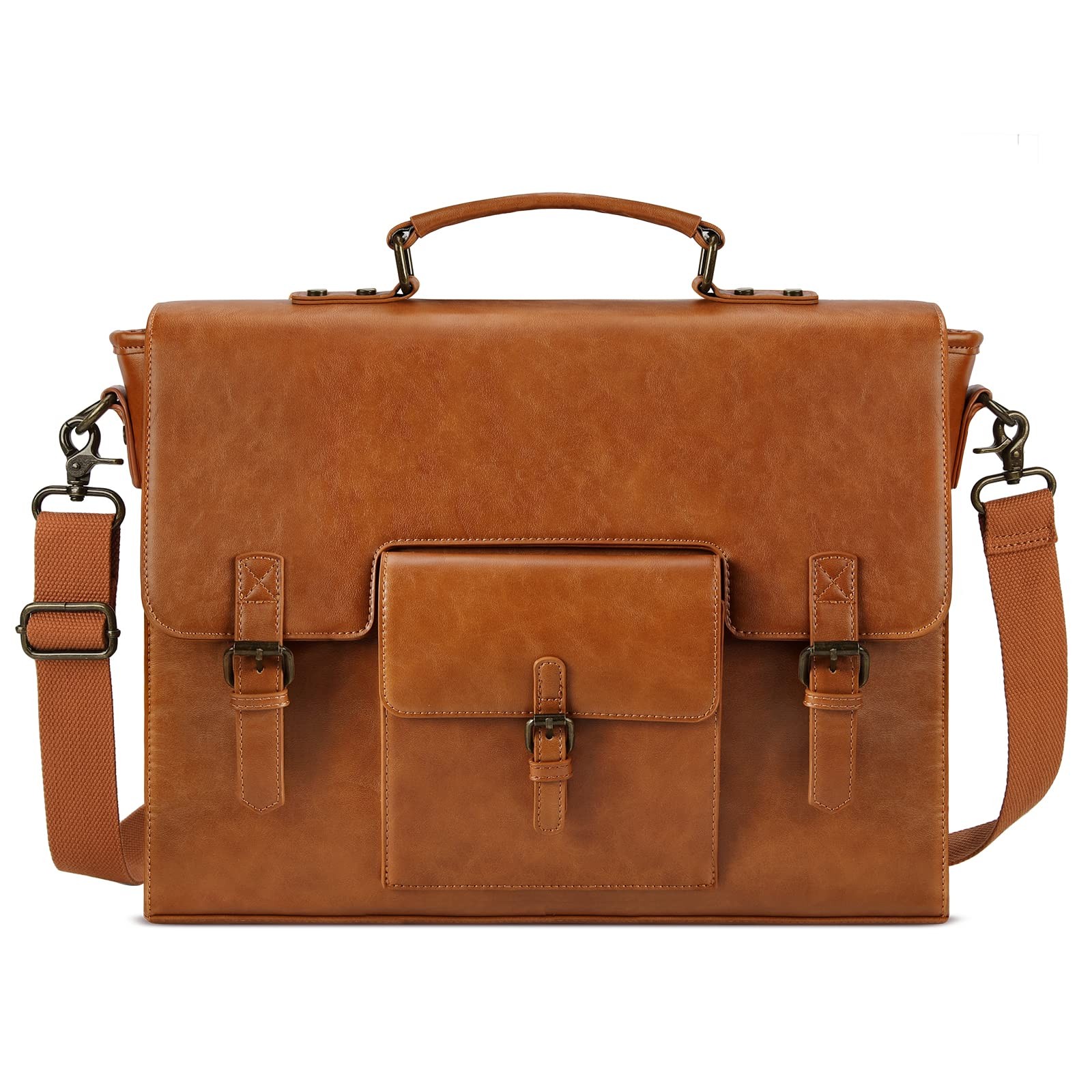 Leather Messenger Bag For Men 15.6 Inch Waterproof Vintage Leather Laptop Briefc