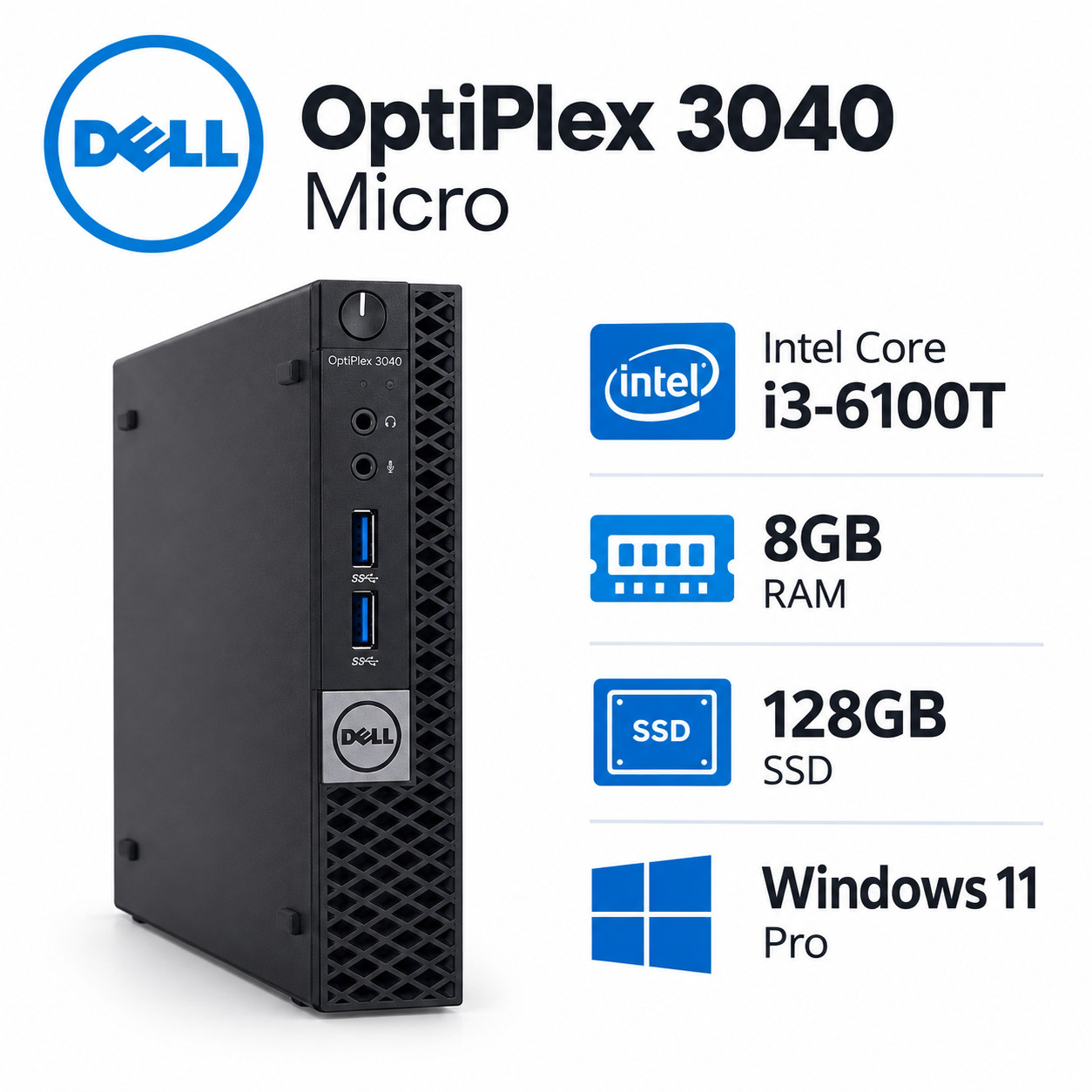 Fully Tested Dell OptiPlex Mini PC | Intel CPU, 8GB RAM, 128GB SSD, Wifi, Win 11