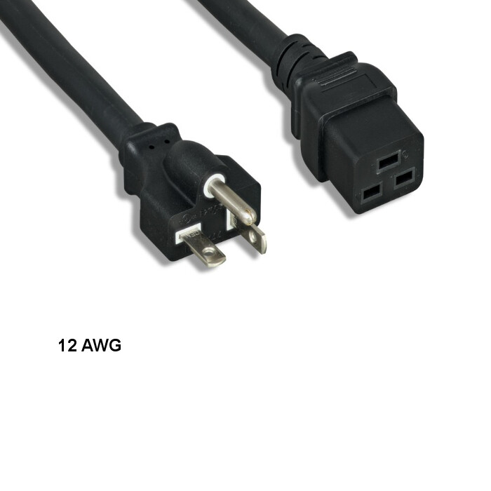 LOT 10pcs 8ft 12 AWG Power Cable NEMA 5-20P to IEC-60320 C19 20A/125V SJT Black