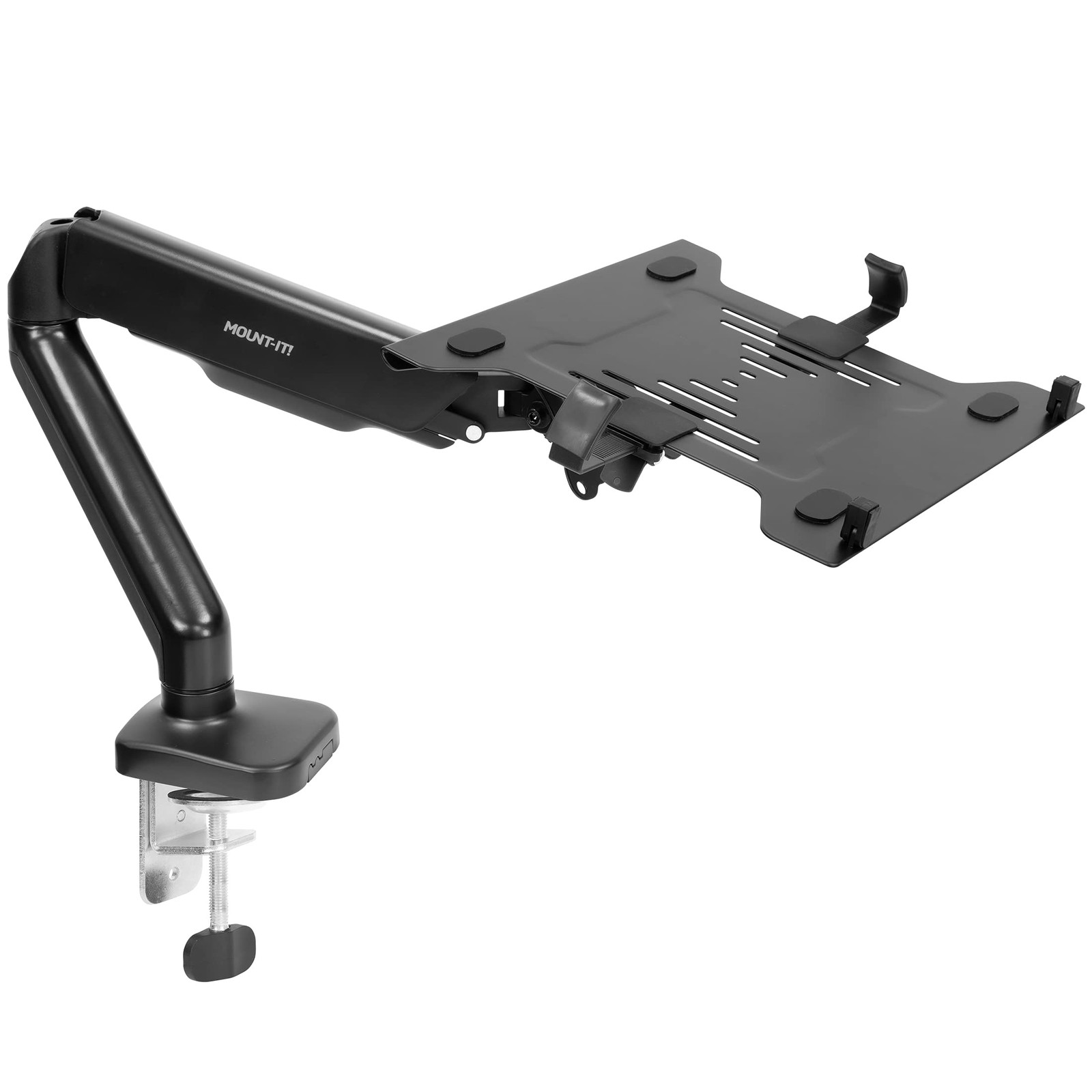 Mount-It Laptop Arm Mount for Desk, Gas Spring, Clamp or Grommet, 17 Inch