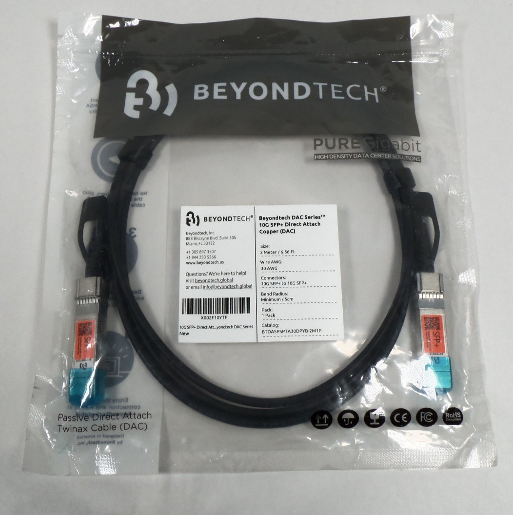 Beyondtech DAC Series 10G SFP+ Direct Attach Copper Cable-6.5 Ft 30 AWG