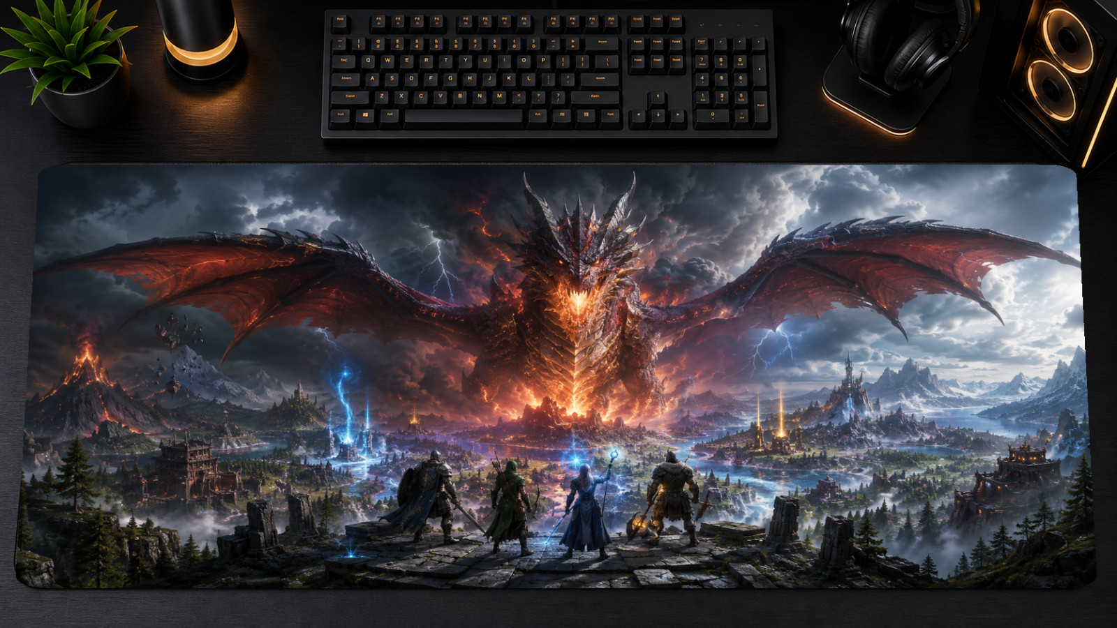 RuneScape Dragonwilds XXL Mousepad Dragon Queen Fantasy Gaming Desk Mat