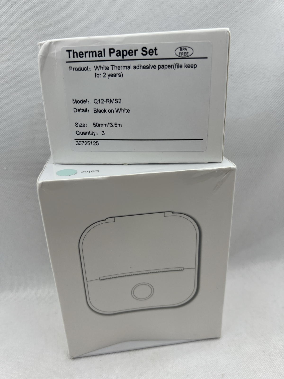 Genuine Phomemo T02 Portable Thermal Printer CYAN + 3 Rolls White Sticker