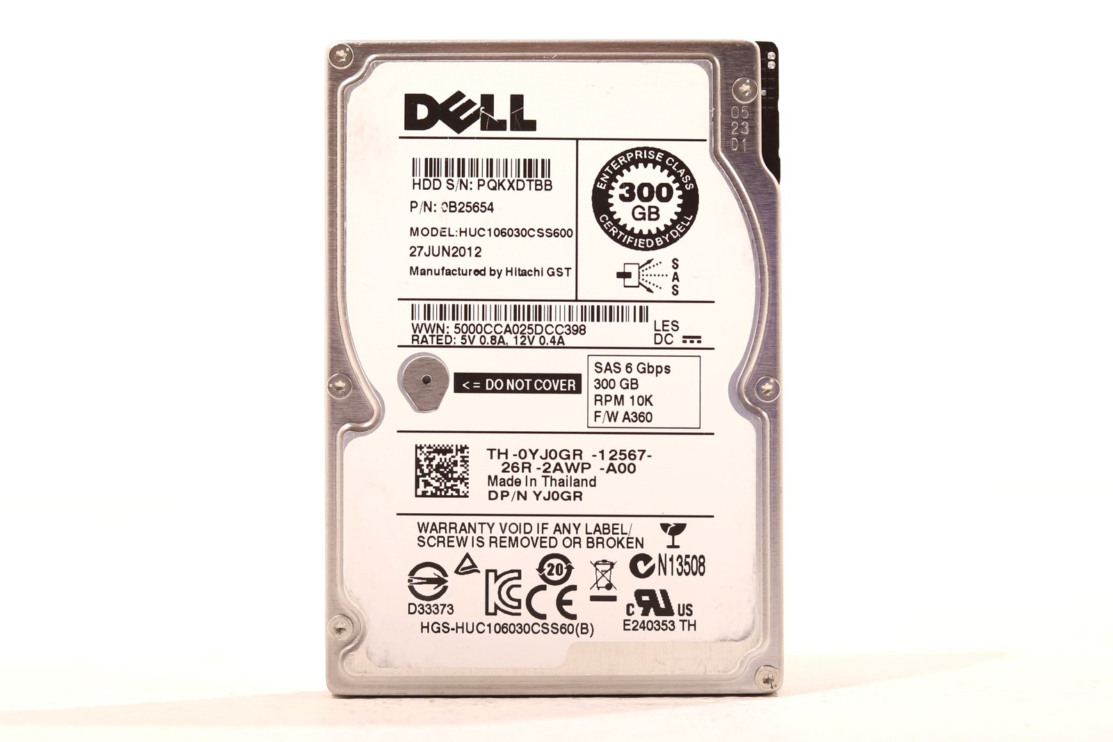 Dell HUC106030CSS600 300GB 2.5" 6Gb/s 64MB 10K RPM SAS HDD Dell P/N: 0YJ0GR