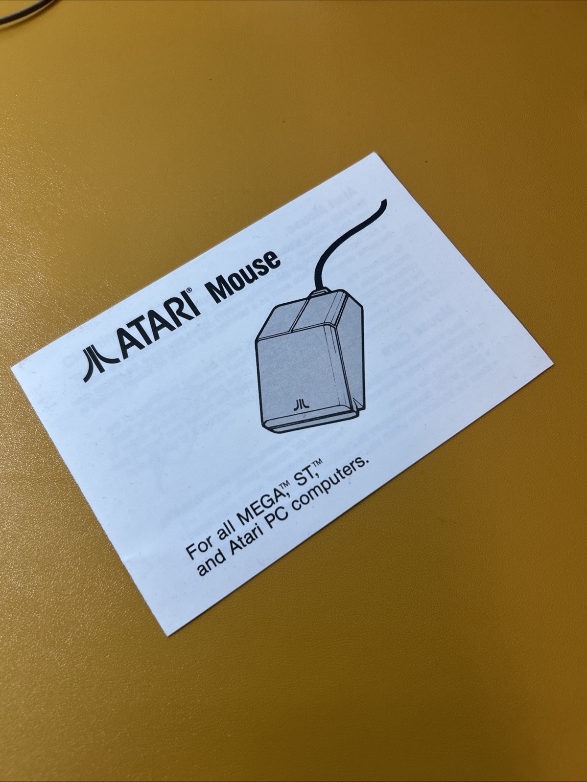 NEW OLD STOCK - Atari MEGA / ST Mouse Pamphlet